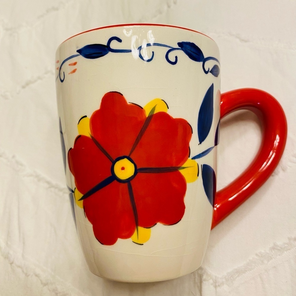 Pier 1 Imports hand painted earthenware floral Portalegre  UBM